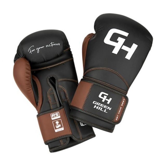 Боксерские перчатки GreenHill Force SPARRING чёрно-коричневые 16oz
