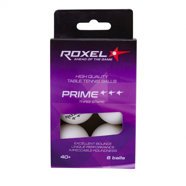 Набор мячей Roxel 3* Prime белый 6шт.