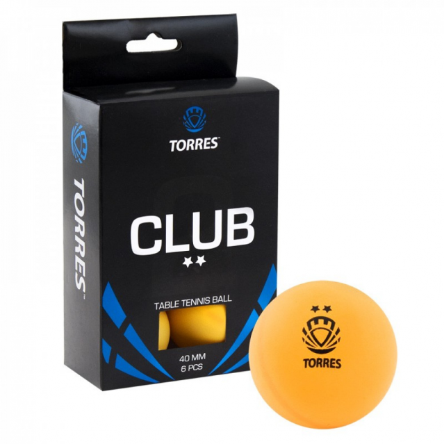 Мячики для настольного тенниса TORRES Club 2* 6 шт оранжевый