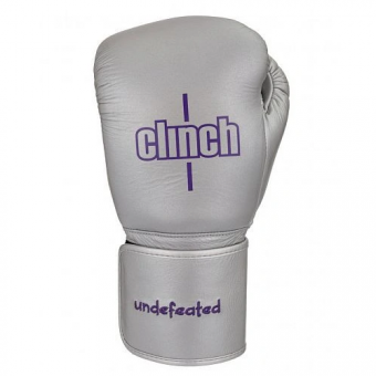 Боксерские перчатки кожаные Clinch Undefeated Russian Team серебристые 14 oz