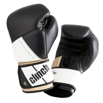 Перчатки боксерские Clinch Pro NF черно-бело-золотые 14 Oz